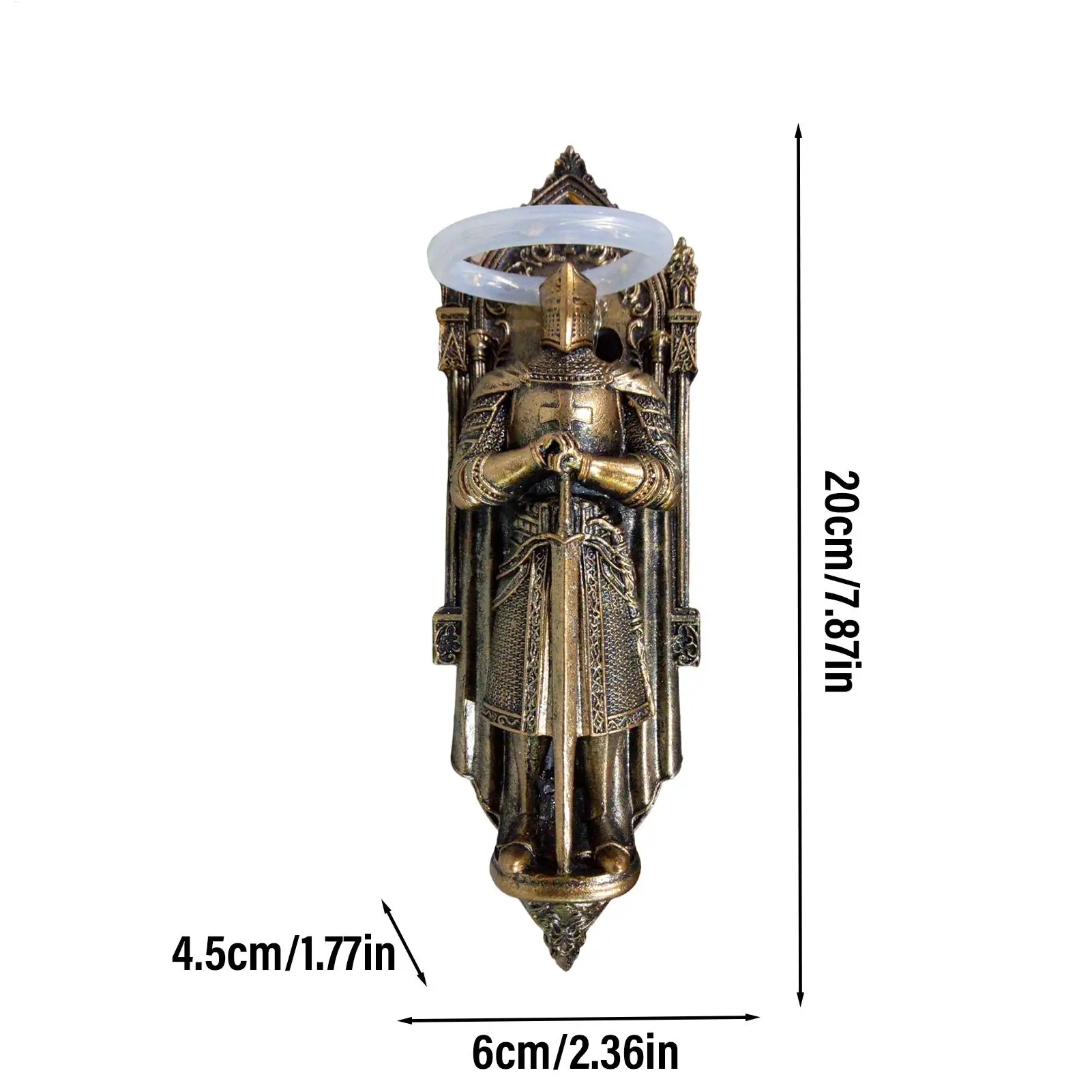 Knight Wall Lamp Vintage Resin LED Wall Sconce Medieval Gothic Guardian Angel Decorative Wall Art for Bedroom Living