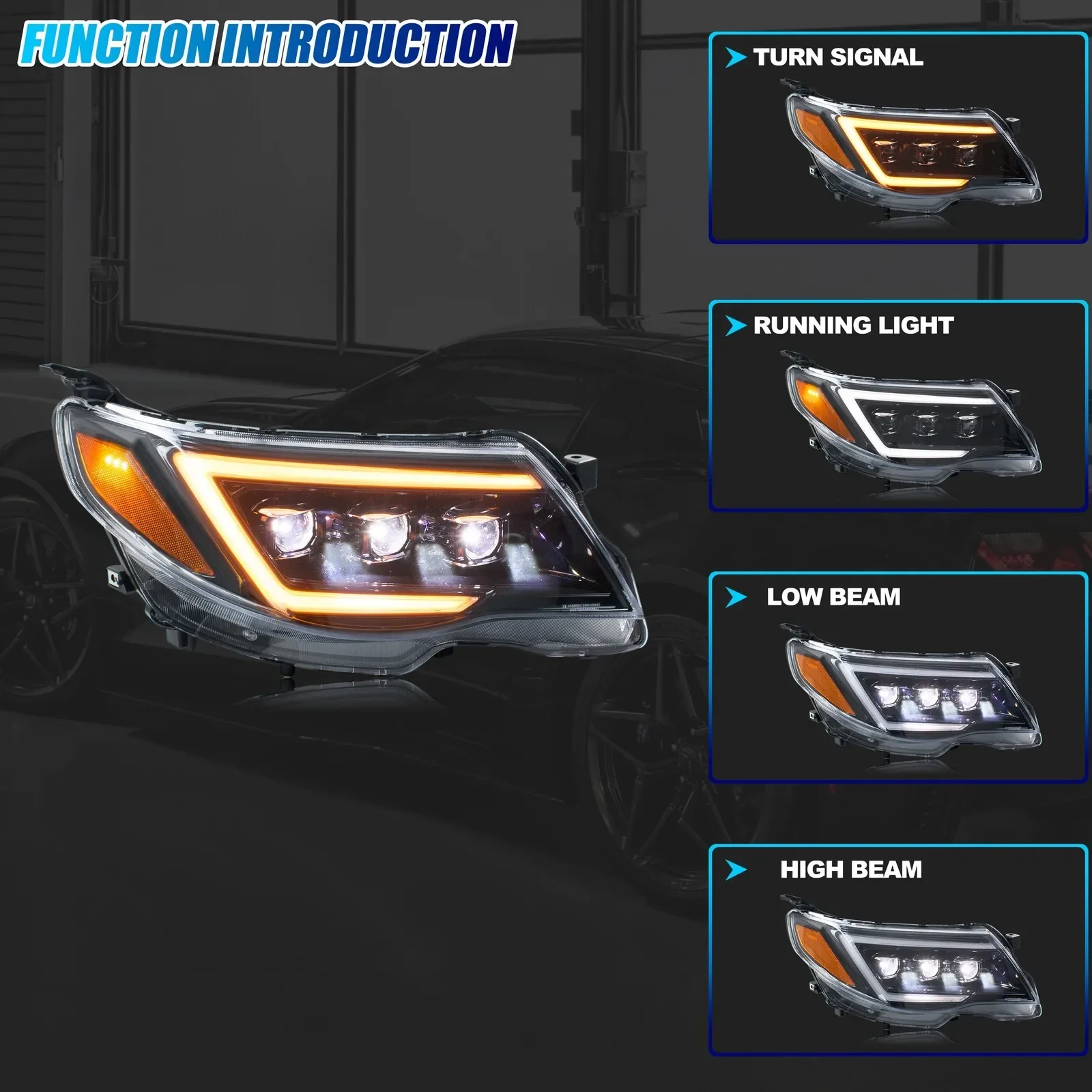 LED Headlights for Subaru Forester 2009-2018 DRL Projector Sequential Turn Signal Front Lamps Assembly
