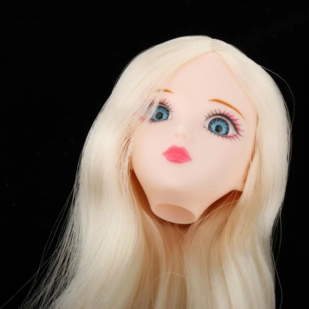 Doll Head with Wig Long Straight Hair for 1/6 BJD Doll Custom Parts and DIY Doll Making Projects