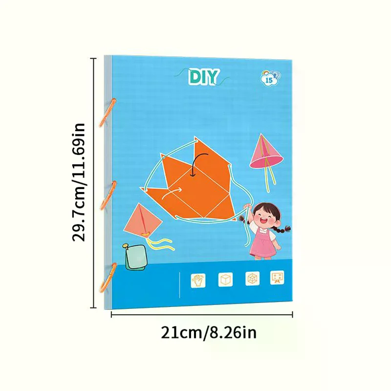 Pull String 3D Geometry Learning Book,3D Geometry Learning Book With Braided Rope Design Teach Volume & Surface Area Formulas