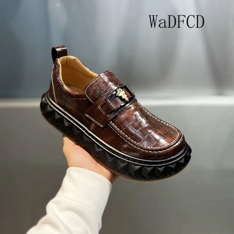 

Loafers Sneakers Casual Men Original Designer Retro Board Shoes Fashion Microfiber Leather Height Increased Platform Sport Shoes