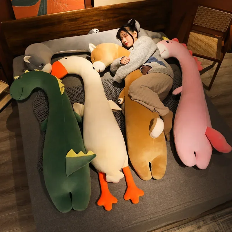 Soft Fluffy Lovely Throw Pillows for Girl  Cartoon Animal Side Sleeping Body Pillow Sleep Clamping Leg Pillow Birthday Present