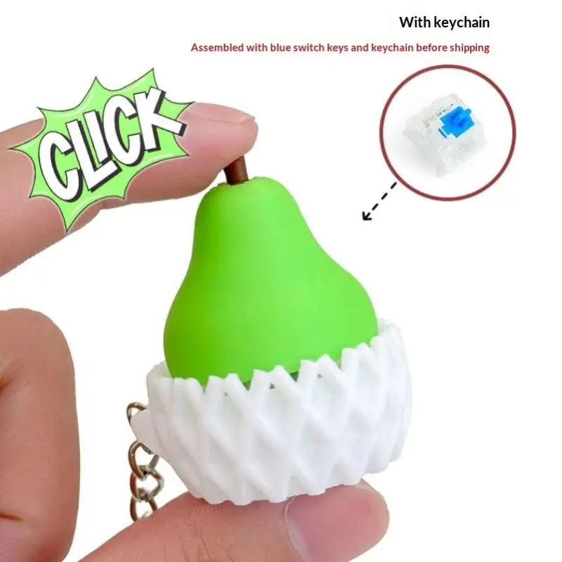 1Pcs Simulation Fruit Clicker Pendant 3D Printed Foods Clicker Keychain Decompress Keyring Bag Hanging Decor Stress Relief Toy