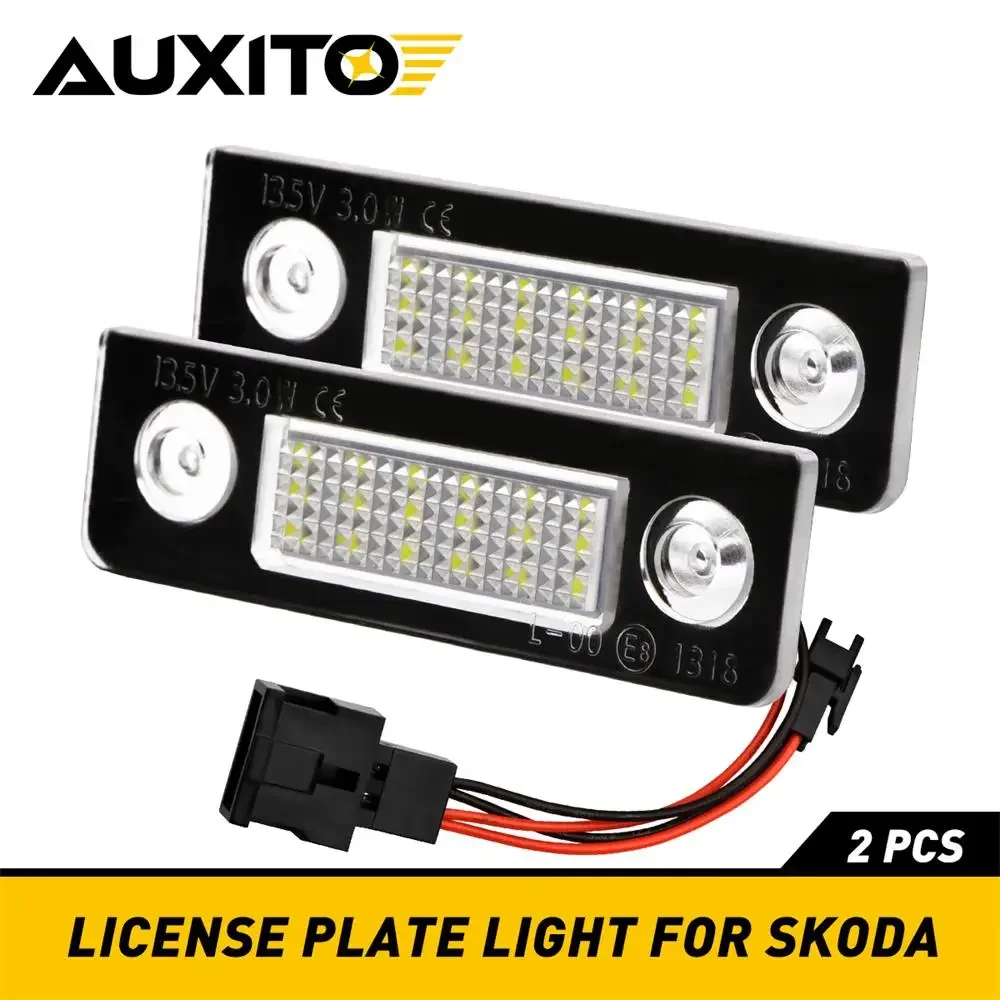 2Pcs Canbus LED Number License Plate Light for Skoda Octavia 1Z 2008-2018 Roomster 5J 2006-2010