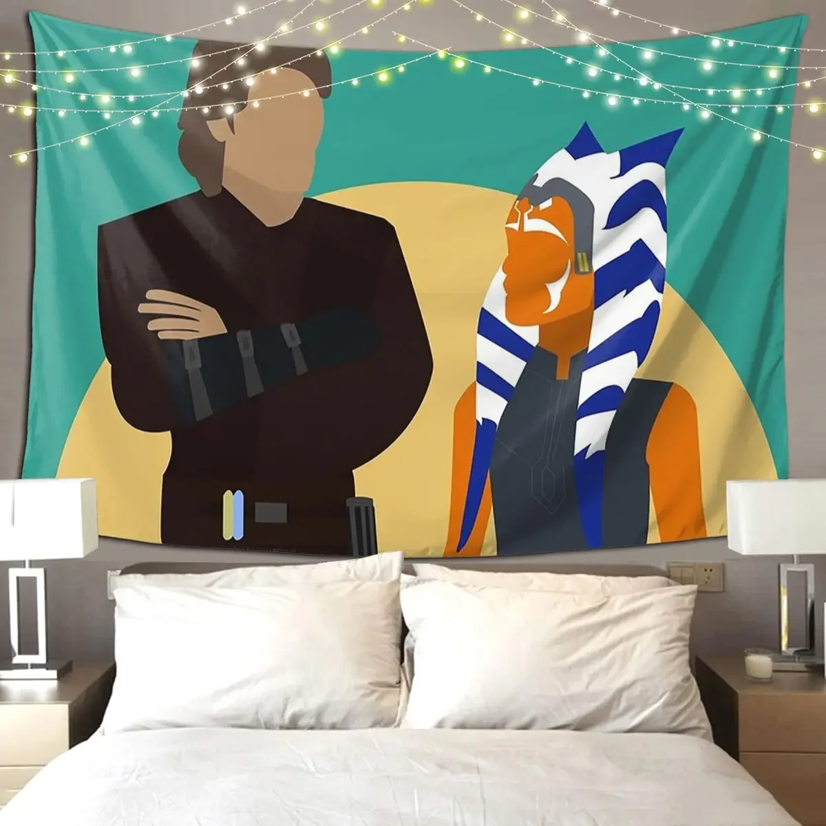 Ahsoka Anakin Tapestry Art Wall Hanging Aesthetic Home Decor Tapestries for Living Room Bedroom Dorm Room