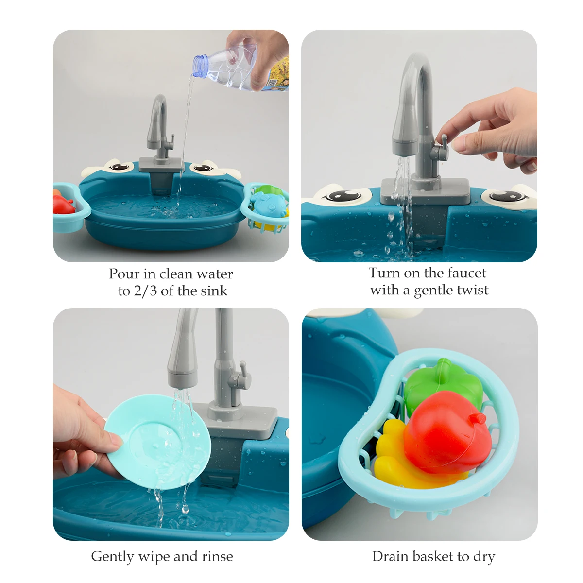 ของเล่นเครื่องล้างจาน อ่างล้างจานเล่นไฟฟ้าพร้อมน้ําไหล ระบบวงจรน้ําอัตโนมัติ อุปกรณ์ครัวจําลอง