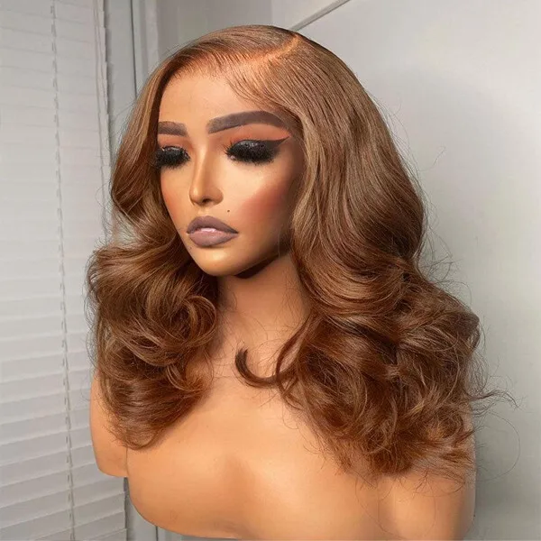 

Short Brown Curly Wig 13x4 Lace Wigs Wave Brown Glueless Wig