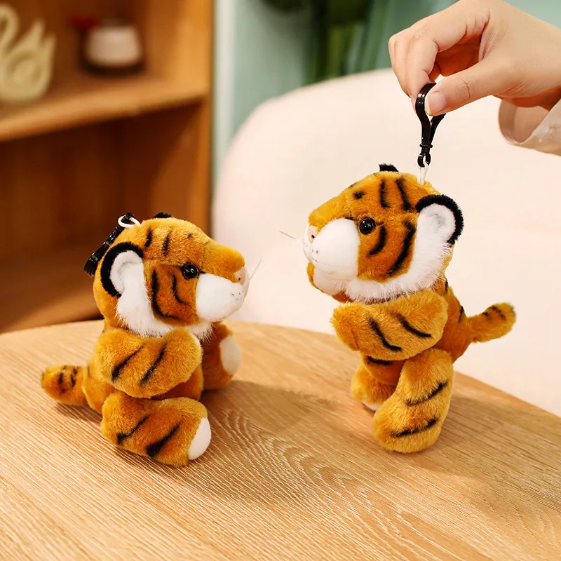 

15cm Small Plush Keychain Limbs Can Change Poses White Tiger Stuffed Toy Bag Home Decor Bengal tiger Plushies Xmas Gift