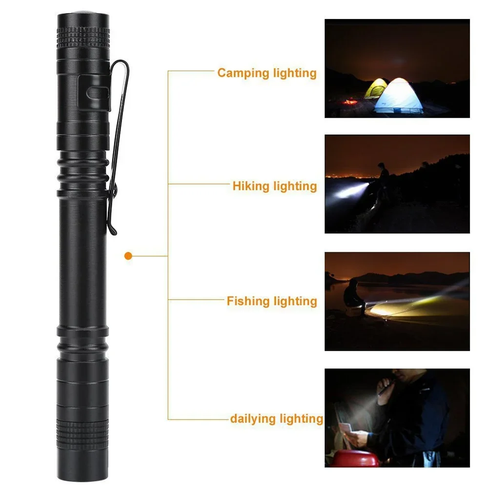 Pen Mini Portable LED Flashlight Torch Flash Light Battery Hunting Lamp Pocket Flashlights For Camping,Outdoor,Emergency Pack