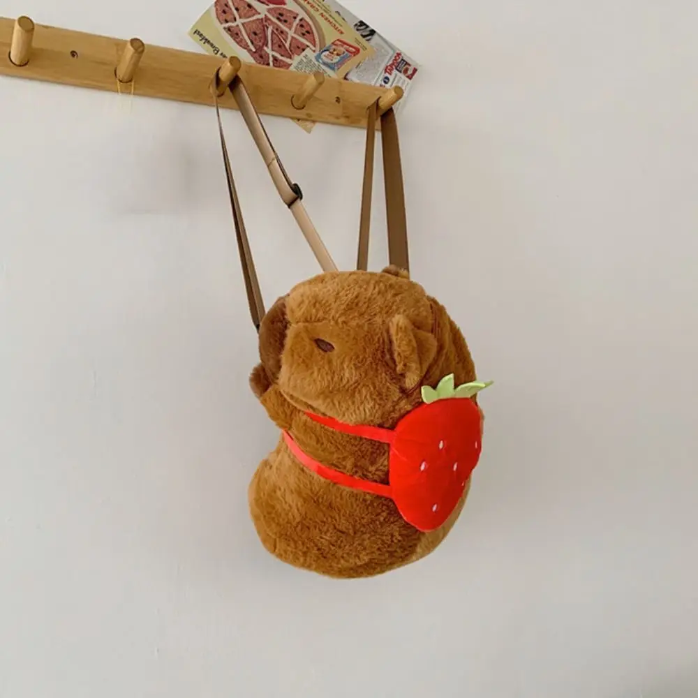 Desenhos animados capivara mochila de pelúcia, crossbody bag, grande capacidade, kawaii engraçado, sacola bonito, novo