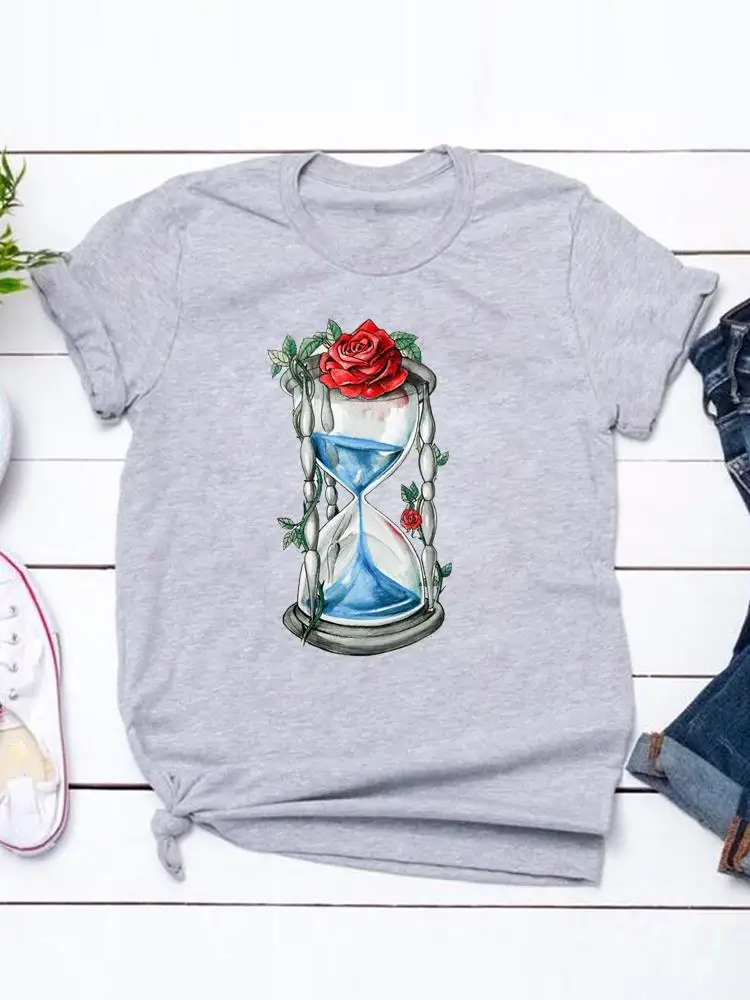 

Cartoon Shirt Female Flower Vintage Style 90s Short Sleeve Clothing Fashion Summer T-shirts T Top Print Women Graphic Tee