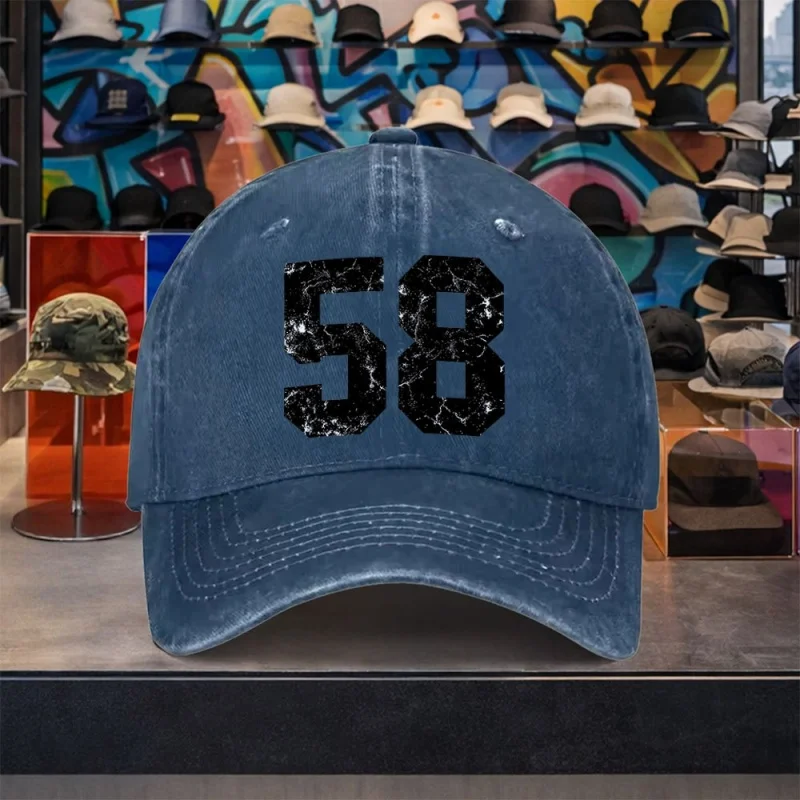 No. 58 Frosted Digital Baseball Cap Unisex Vintage Peaked Hat for Outdoor Travel Camping Available in Multiple Colors