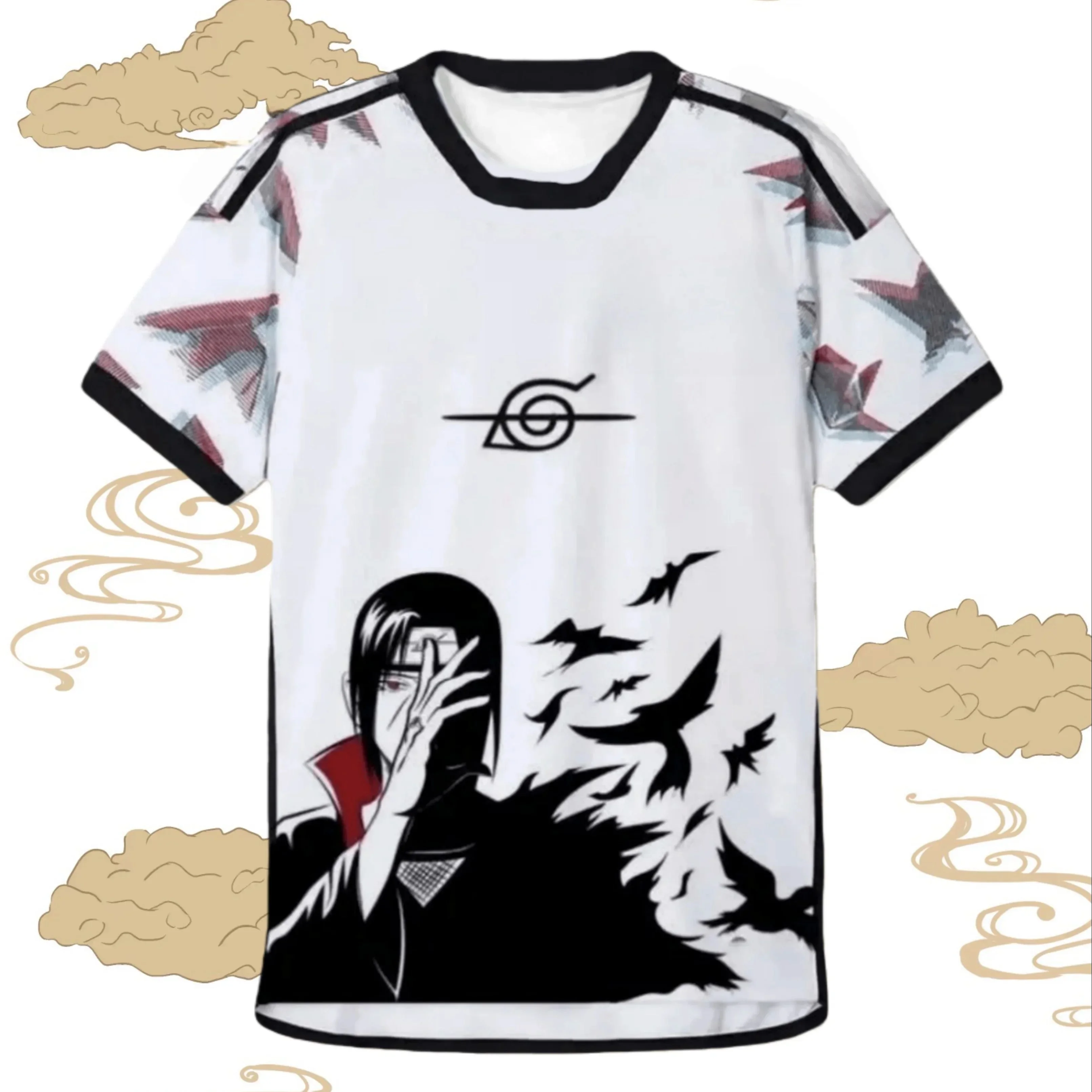 Naruto Uchiha Itachi Anime-bedrucktes Trikot, schnell trocknendes Kurzarm-T-Shirt für Anime-Fans, Freizeitsport und Alltagskleidung
