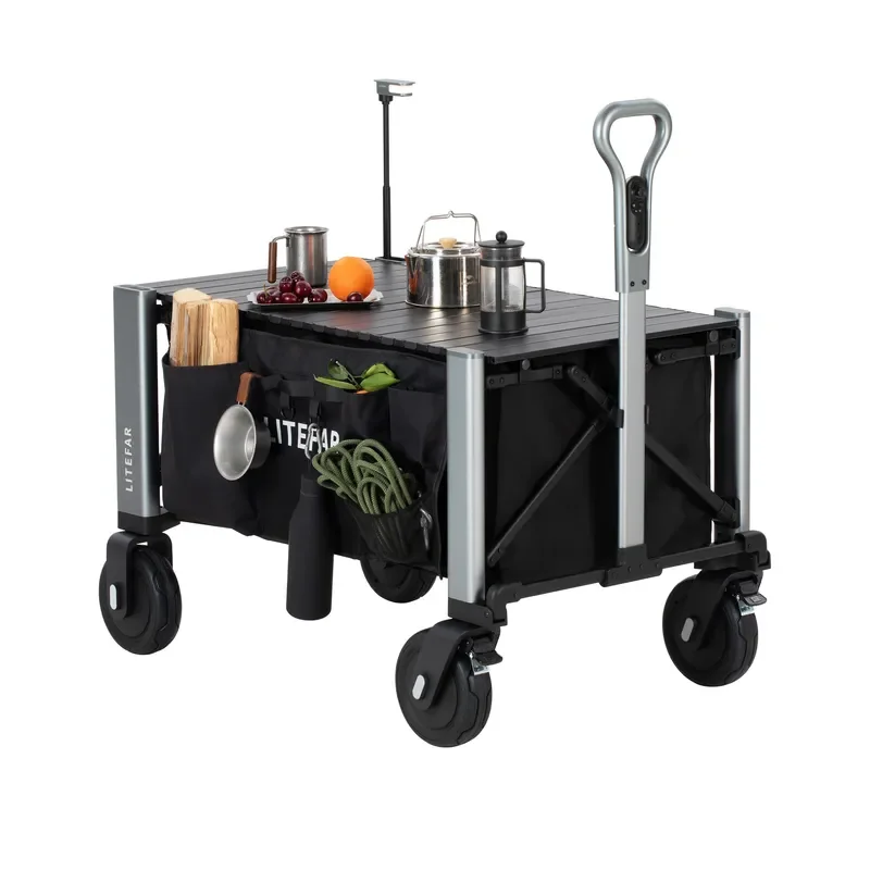 Electric Wagon with 500W Dual Hub Motors MoveTrack Smart Control 150kg Load All Terrain Remote Camping Cart