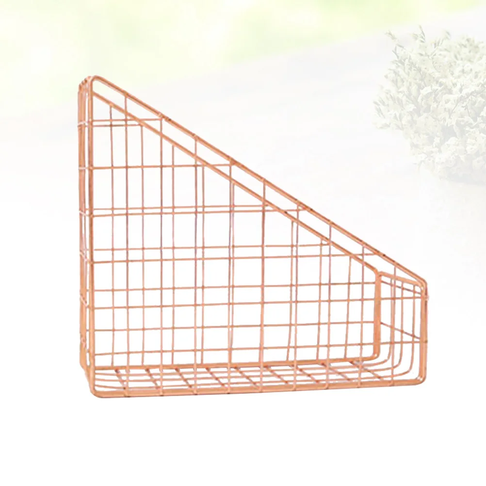 Elegante cestino portaoggetti in metallo dorato rosa per libri, riviste, file, ufficio, casa, scuola, uso moderno e minimalista