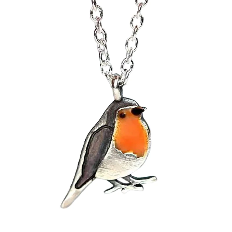 Retro Simple Fashion All-in-one Drip Robin Ring Necklace For Ladies Women Gift