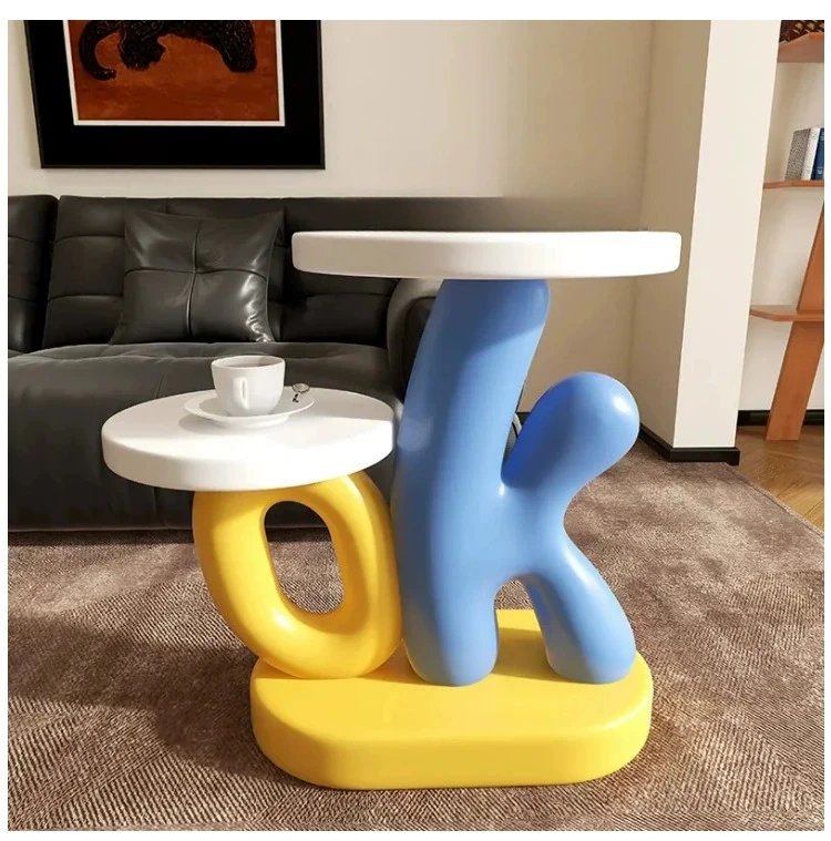 Creative letter-shaped children's bedside table floor-to-ceiling modern simple round table small apartment storage
