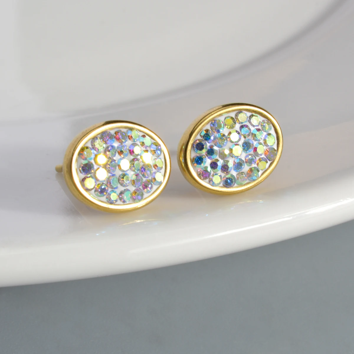 Charmoment Colorful Zircon Round Shape Stud Stainless Steel New In Earrings for Women Luxury Designer Vintage Piercing Earring