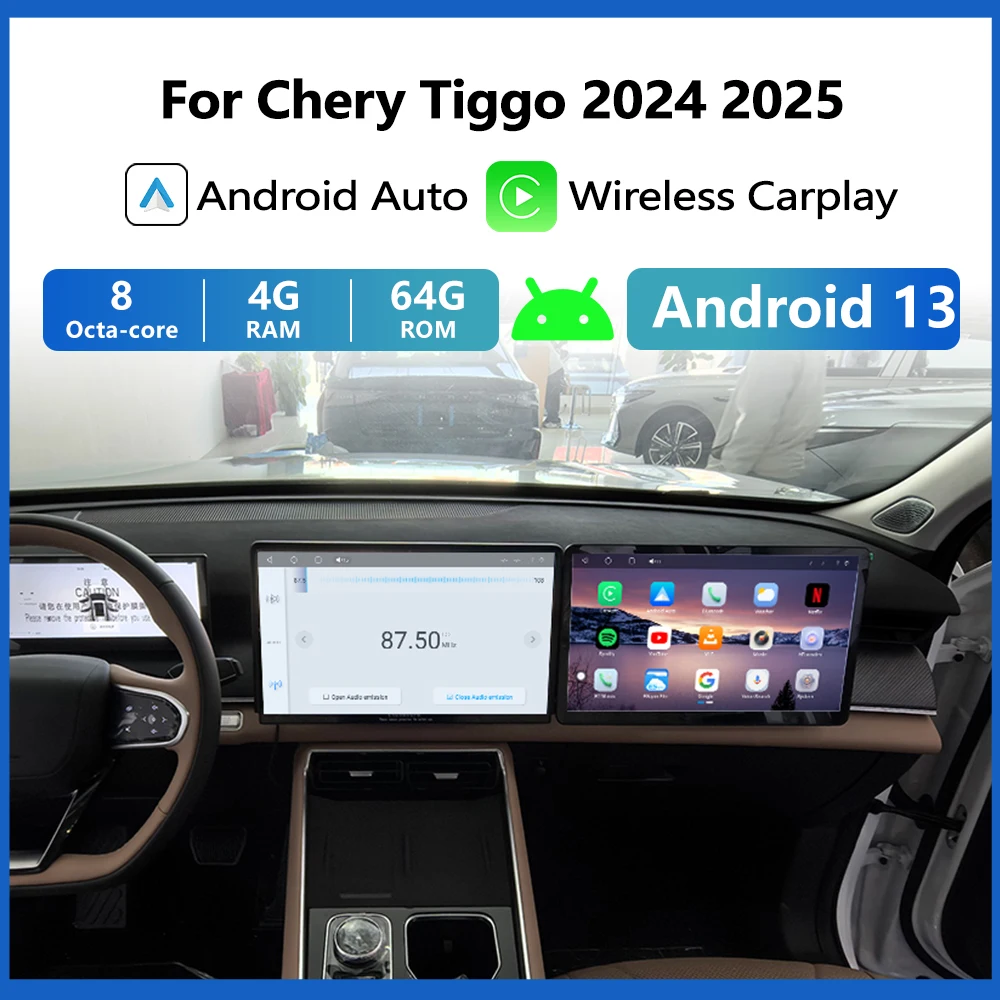 15.6 Inch Android Car Headunit System For Chery Tiggo 2024 2025 Copilot Carplay Monitor Passenger Entertainment Display Screen