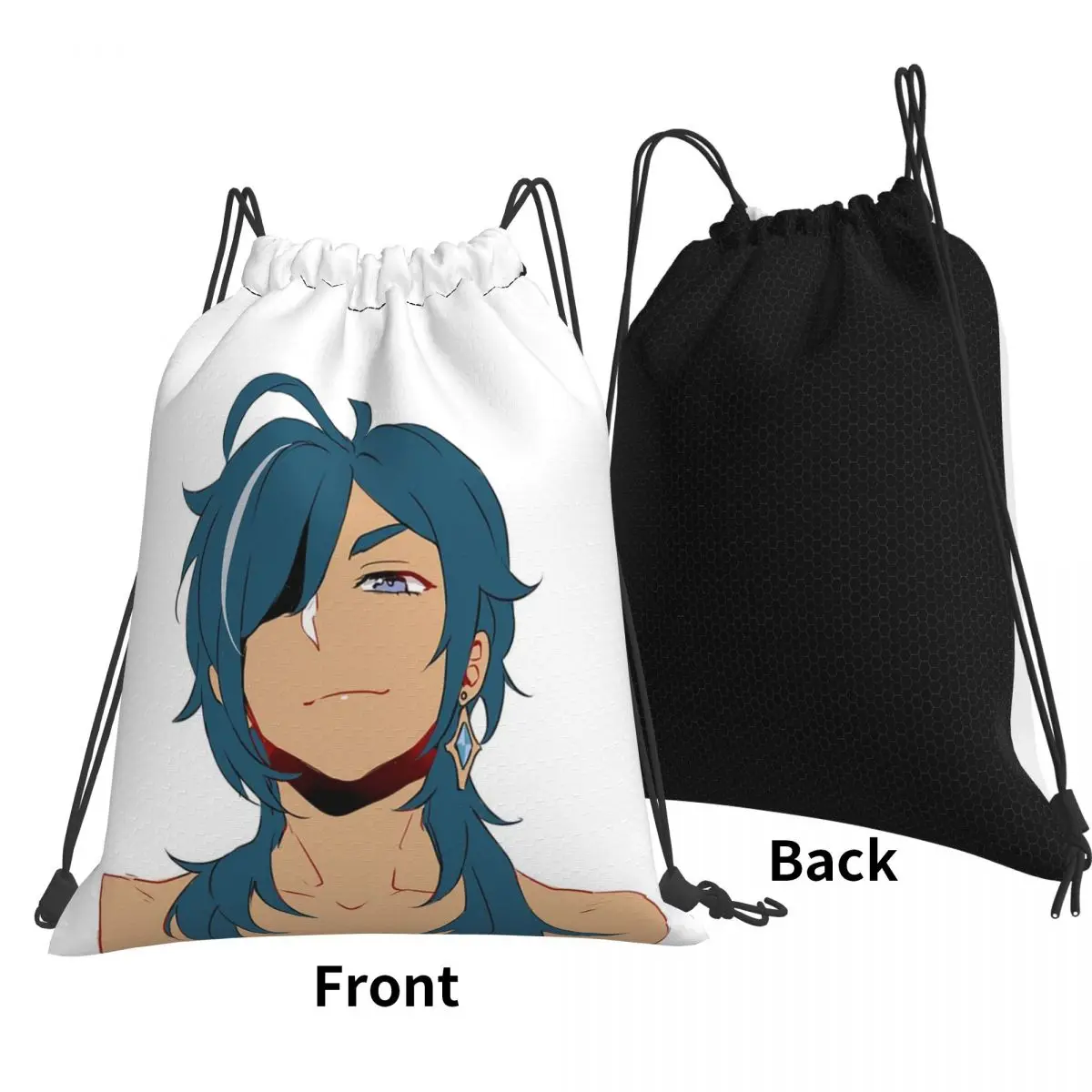 Genshin Impact - Long Hair Kaeya Backpacks Portable Drawstring Bags Storage Bag Book Bags for Travel Students