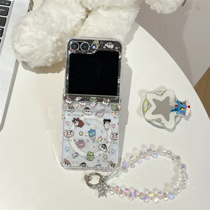 

Japanese Cartoon Magnet for Samsung Galaxy Z Flip 7 6 5 4 Protective Back Cover for ZFlip5 ZFlip6 ZFlip7 Case Shell