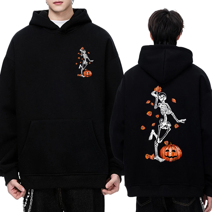 

Gothic Dancing Skeleton Halloween Graphic Hoodies 2025 Men women harajuku vintage pullovers Unisex Fleece Long sleeve Sweatshirt