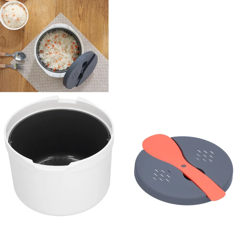 Thick 2L Microwave Rice Cooker PP Material 2-Layer Design Microwave Cookware Set Rice Steamer Pot For Cooking Vegetables