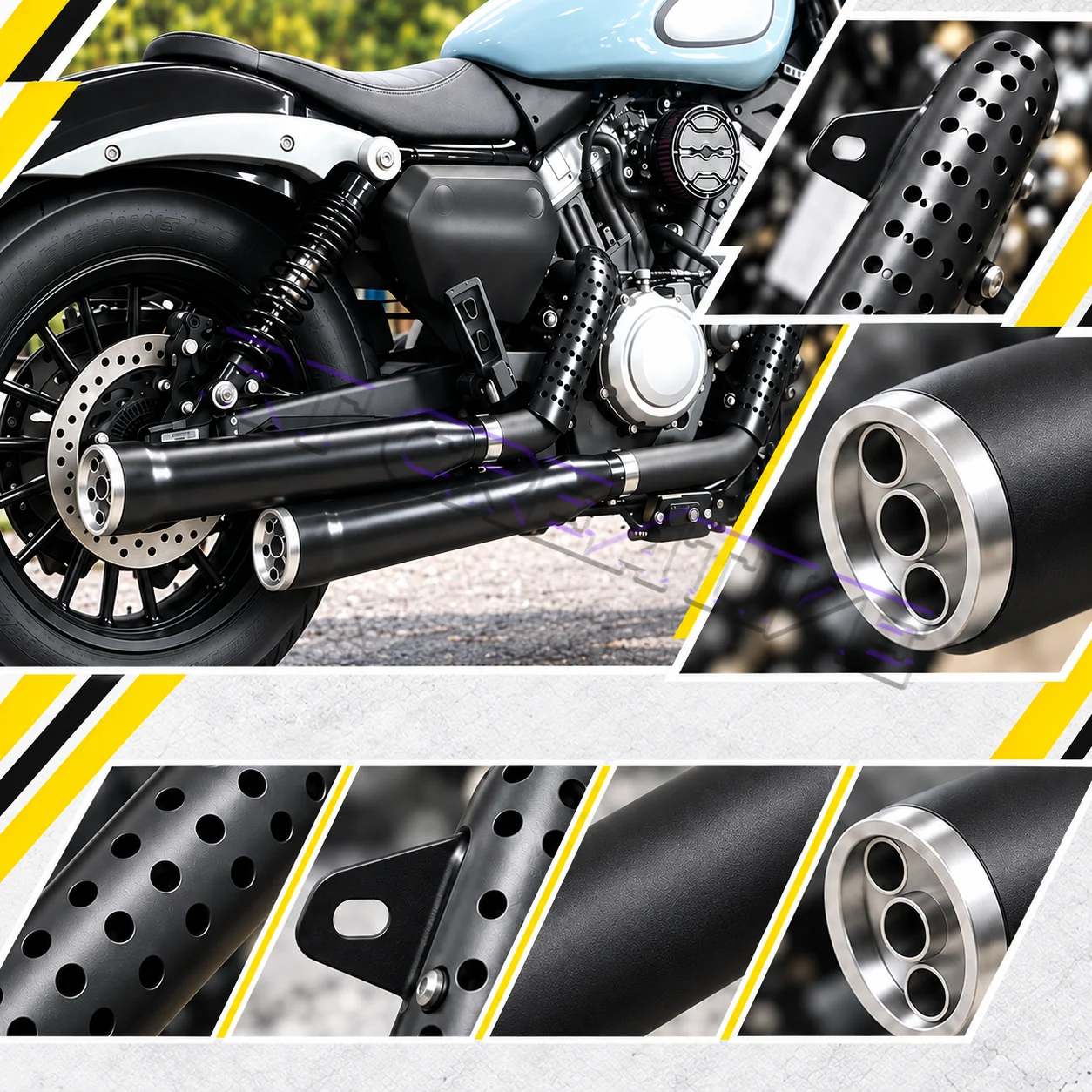 FIT FOR Keeway V302C V Cruise125 BD300 Custom Cobra Exhaust Pipe, Deep Rich Sound Retro Muffler