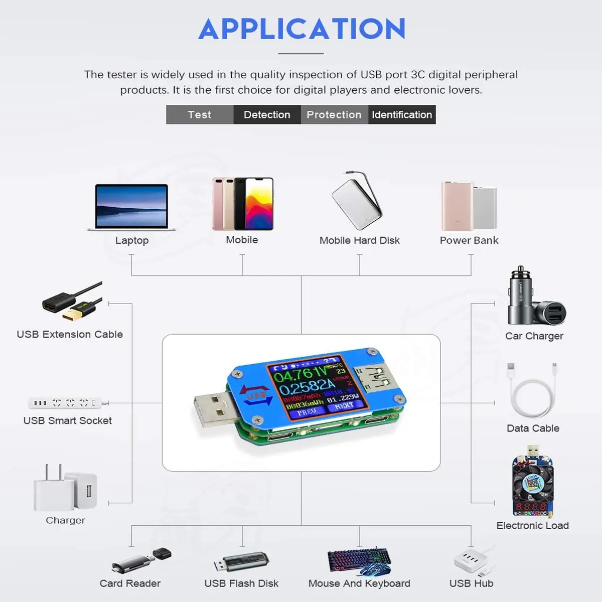 UM25 UM25C Voltage and Current Meter USB 2.0 Type-C LCD Color Display Voltmeter Ammeter Battery Charging USB Tester