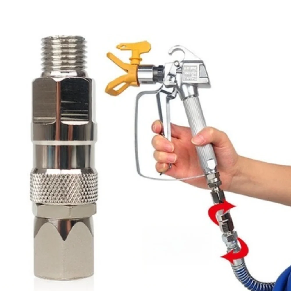 360 Degree Rotation Painting Sprayer Swivel Joint 2pcs Stainless Steel Anti-kink Fitting For High Pressure Spray Hose