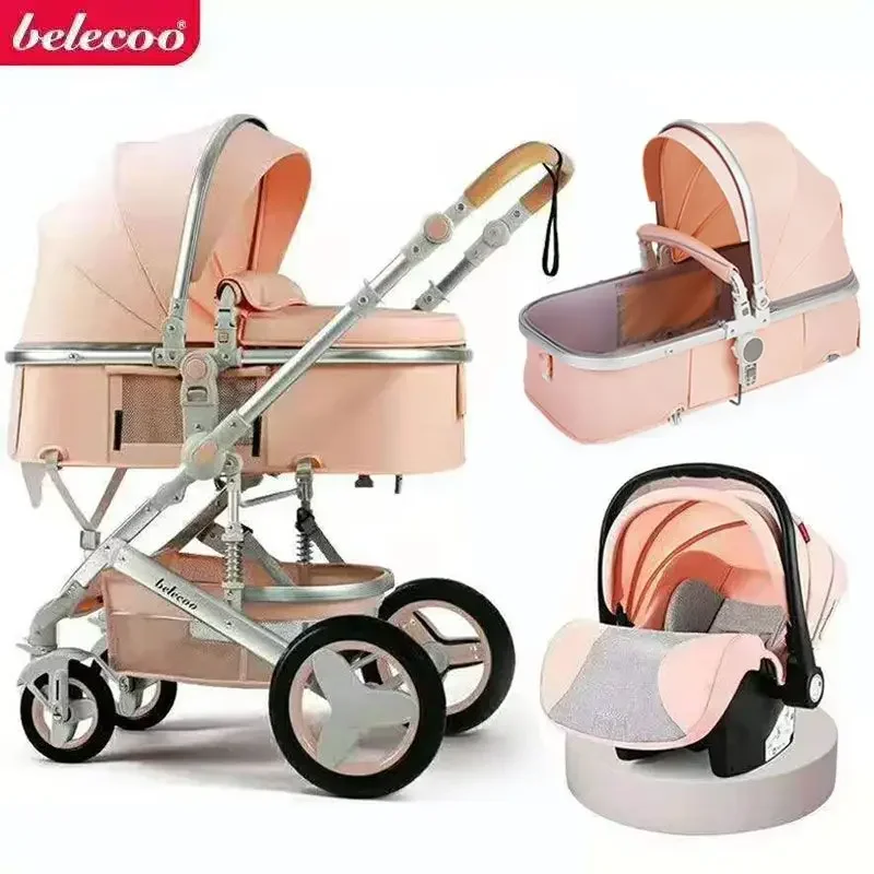 รถเข็นเด็กมัลติฟังก์ชั่นคาร์ซีท 3 ใน 1 สําหรับทารกแรกเกิด Prams ทารก Buggy ความปลอดภัยรถเข็น Carriage