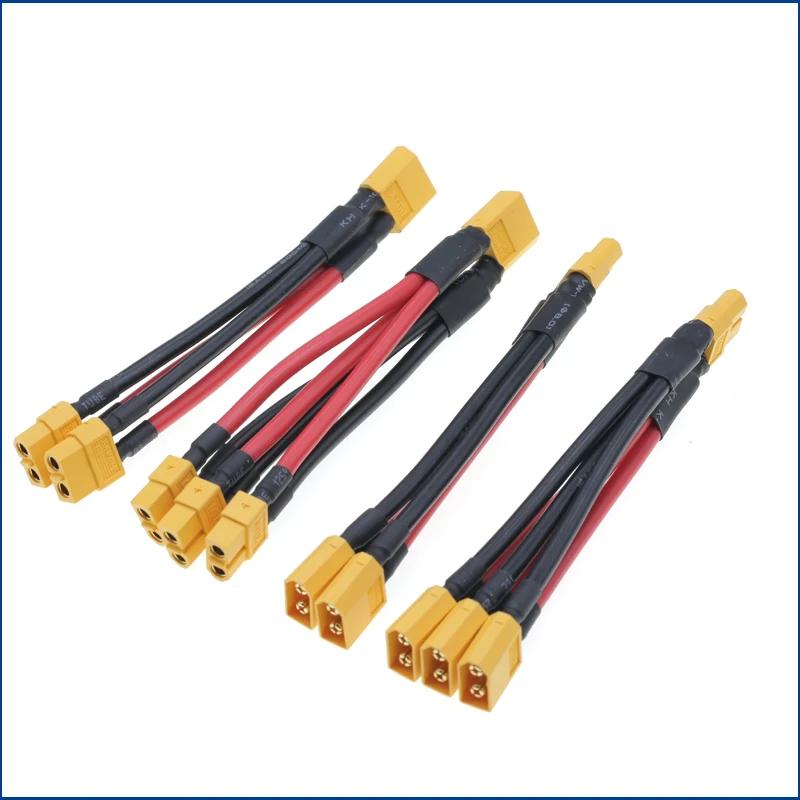Afbeelding 4: XT60 Parallelle Batterij Connector 3-Way 12AWG Siliconen Draad Mannelijke/Vrouwelijke Dual Extension Y Splitter 100mm voor acculader Motor