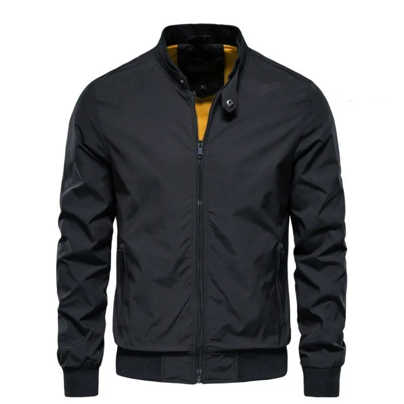 

2026 Spring Autumn Man Coat Fashion Stand Collar Long Sleeve Zipper Male Jacket Thin Solid Color Casual Breathable Men Outerwear