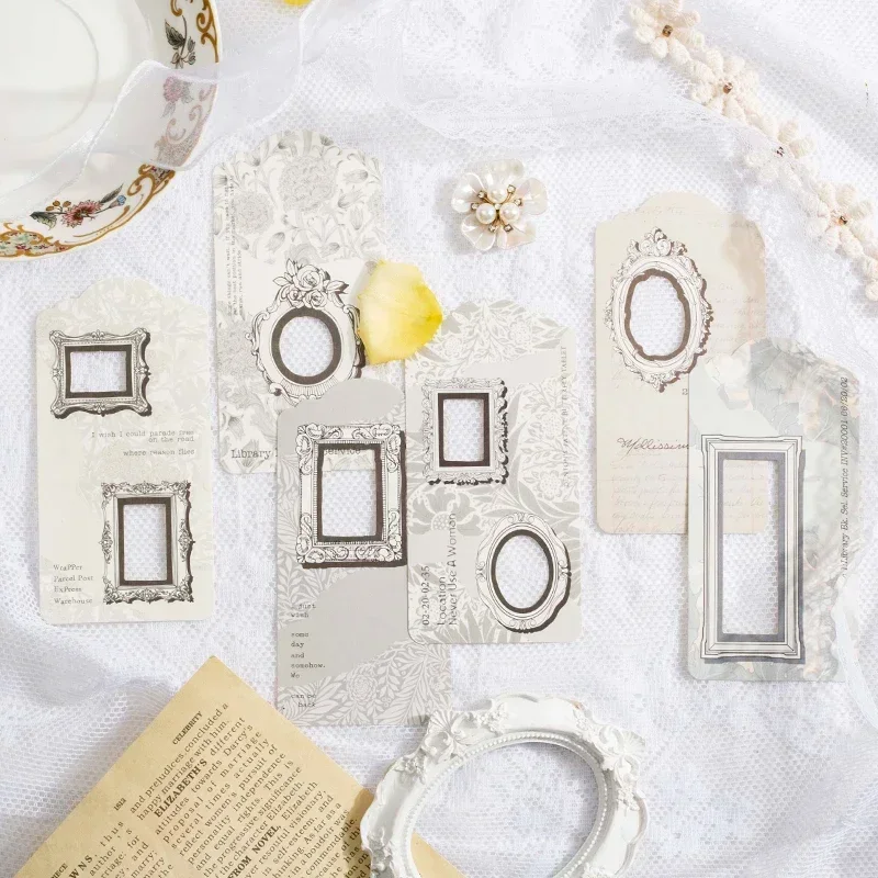 10Pcs Scrapbooking geometric shapes border card literary round decorative backing paper Simplicity Decorative Stickers borders