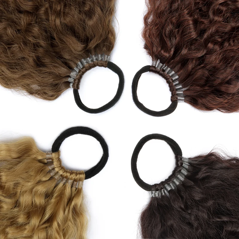 شعر مستعار 18 بوصة ذيل حصان اصطناعي طويل مجعد مع حبل شعر مرن وصلات شعر عصرية للاستخدام اليومي إكسسوارات شعر للحفلات #4