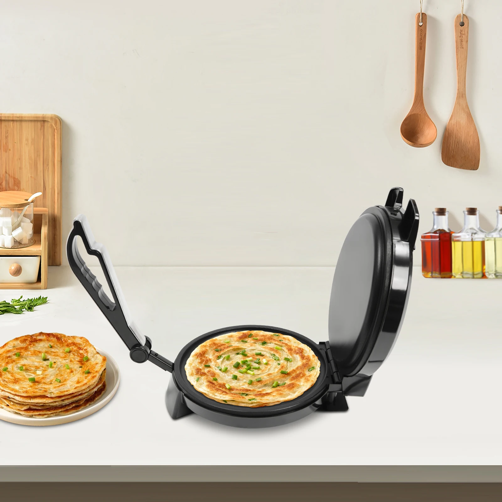 1200 واط صانع روتي على الوجهين التدفئة صانع الشاباتي غير عصا فلاتبريد فطيرة عجة ماكينة #3