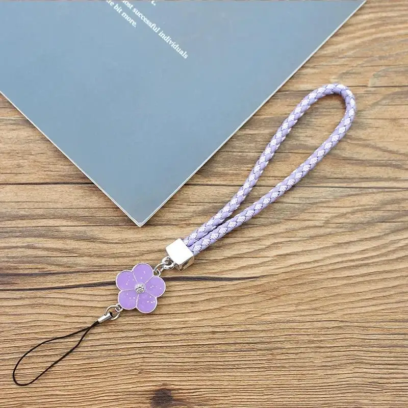 Solid Color Phone Wrist Strap, Colorful Flower Lanyard