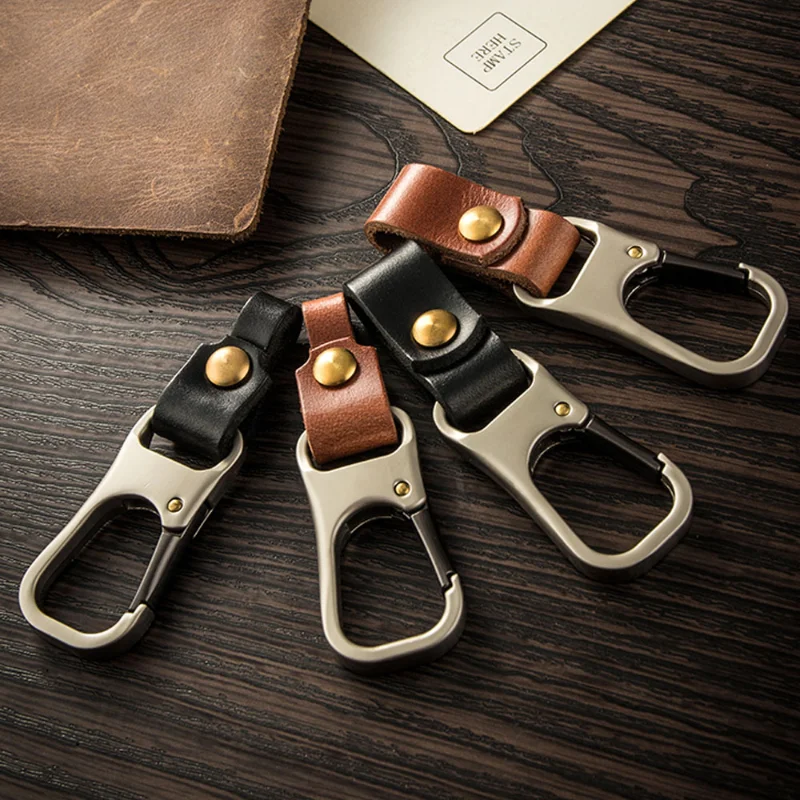 Handmade Genuine Leather Car Key Chain Key Holder Organizer Car Interior Key Fob Gadget Black Brown Decor Keychain Vintage Style