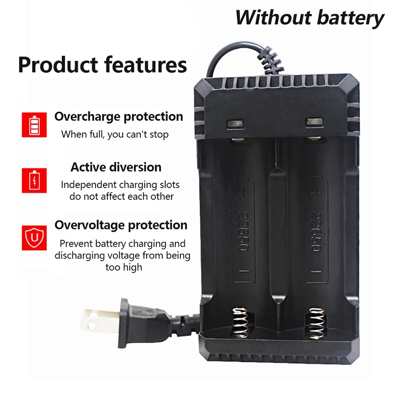 26650 Charger Li-ion Battery 18650 Dual Slot Battery Charger With Cable Flashlight Smart Lithium Battery Charging Adapter