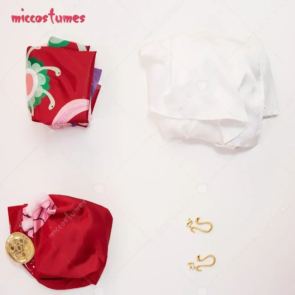 Miccostumes-Disfraz de Boa de princesa serpiente para mujer, falda superior roja con capa, conjunto con pendientes