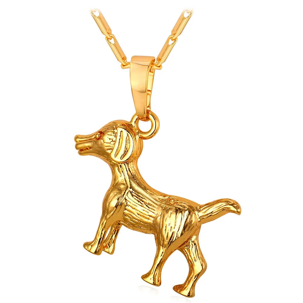 Dog Gold/Silver Pendant Necklace Birthday Party Jewlry with Flat Chain