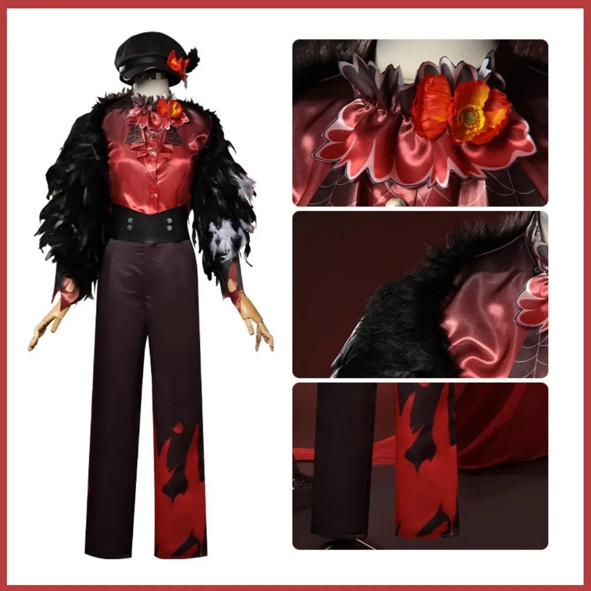 Game Identity V Edgar Valden Painter Costume Cosplay Stampa Scialle di sopravvivenza Parrucca uniforme Uomo Donna Natale Abito di Halloween