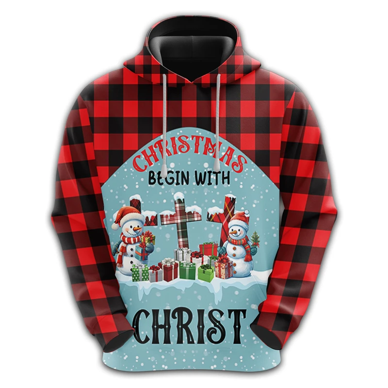 

Christmas Snowman Print Men's Hoodies New Year Gift Women's Sweatshirts Fashion Autumn and Winter X'mas Clothes Casual Loose Top