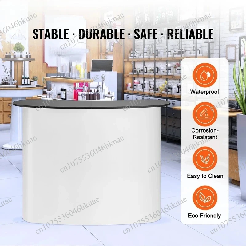 Portable Tradeshow Podium Exhibition Counter Stand Booth Fair W/ Wall Foldable Promotion Retail Table For Party