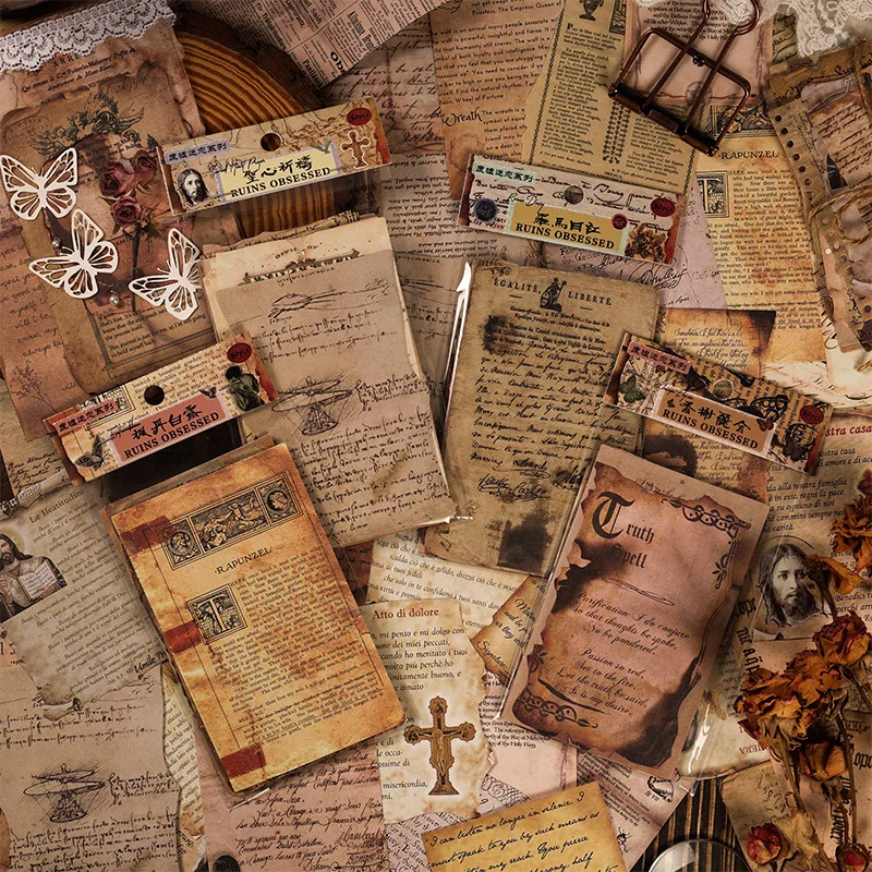 30 pcs Vintage material paper handmade Scrapbooking accessories Retro DIY Journal notebook Background paper