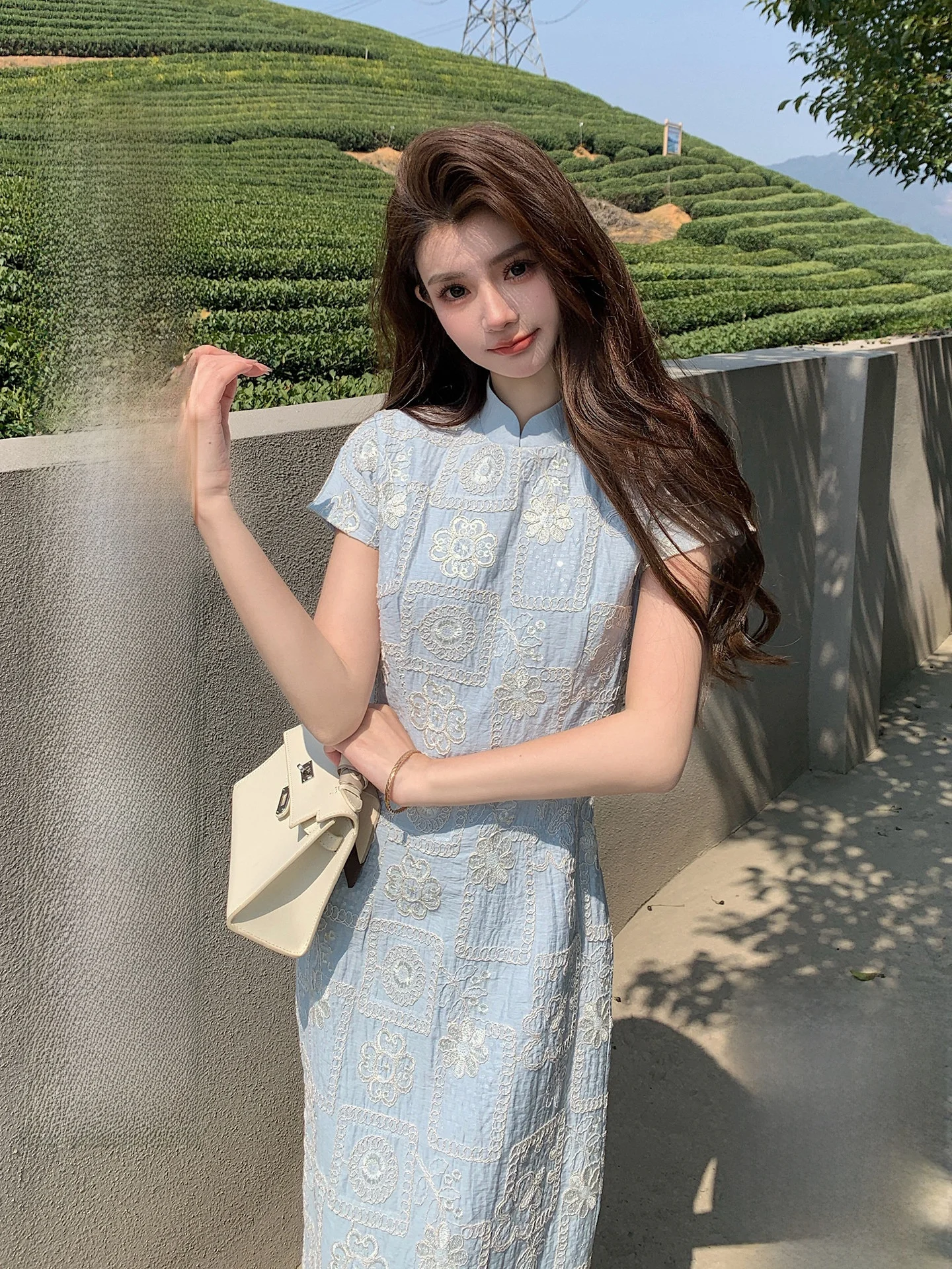 

AM NANA New Chinese Style Embroidered Dress Women Summer Elegance Artistic Long Dress Traditional Elegant Fashion