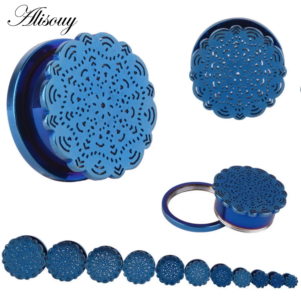 2 Pieces Blue Gold Color 3-20mm Stainless Steel Ear Plugs Flesh Tunnel Gauge Tapers Stretcher Earring screw Piercing jewelry