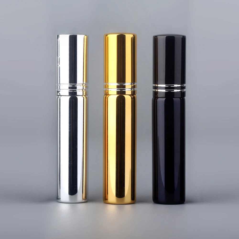 100Pieces/Lot 10ML Portable UV Glass Refillable Perfume Bottle With Aluminum Atomizer Spray Bottles Sample Empty Containers