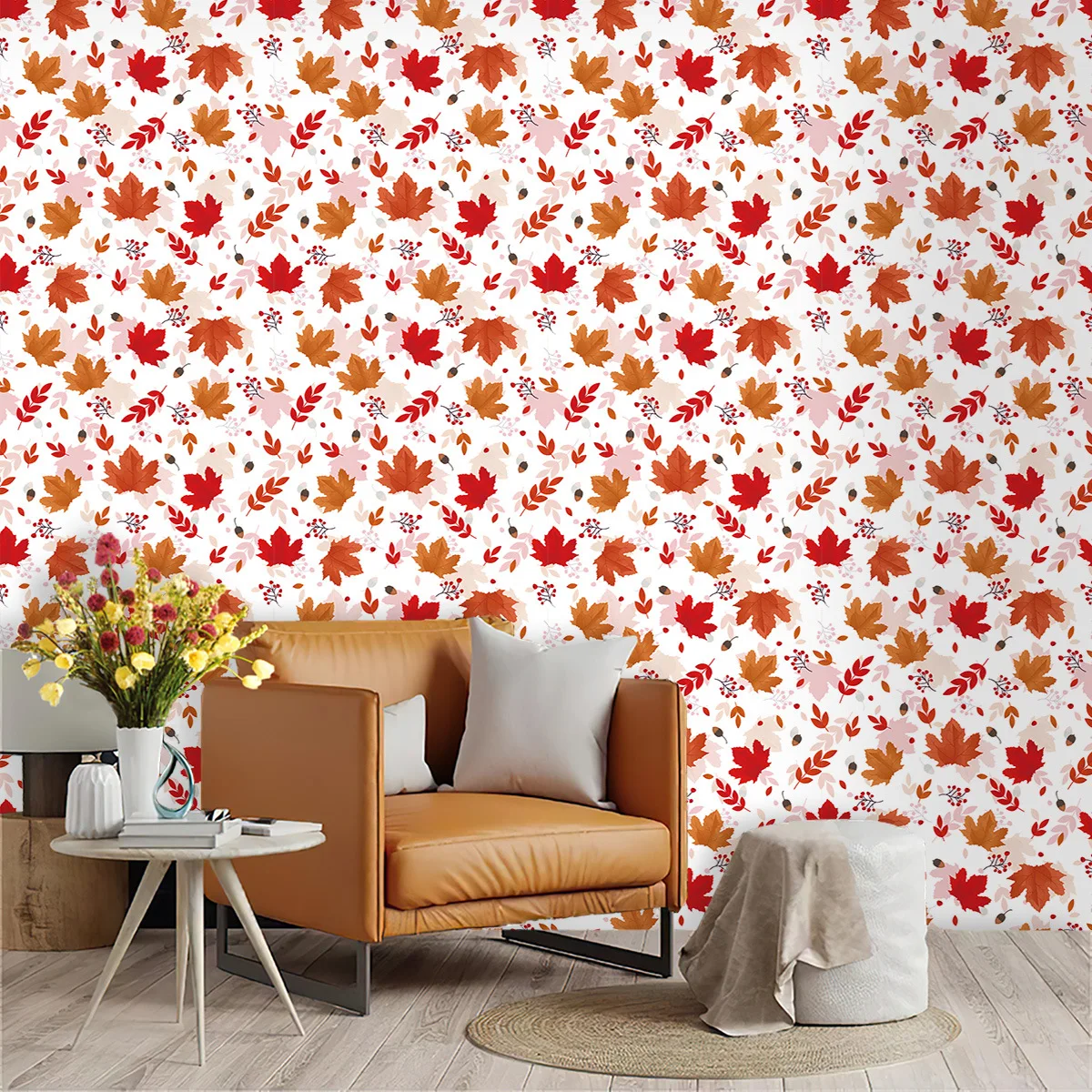 Self Adhesive Botanical Wallpaper Peel and Stick Thick Removable Contact Paper for Bathroom Living Room