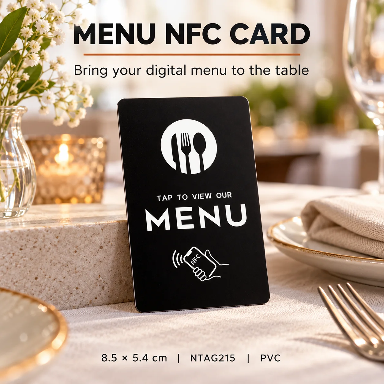 PVC NTAG215 NFC Card Works for Google IG FB & WiFi Menu Rewritable Chip, Portable Social Marketing Mini Card For Retail Business